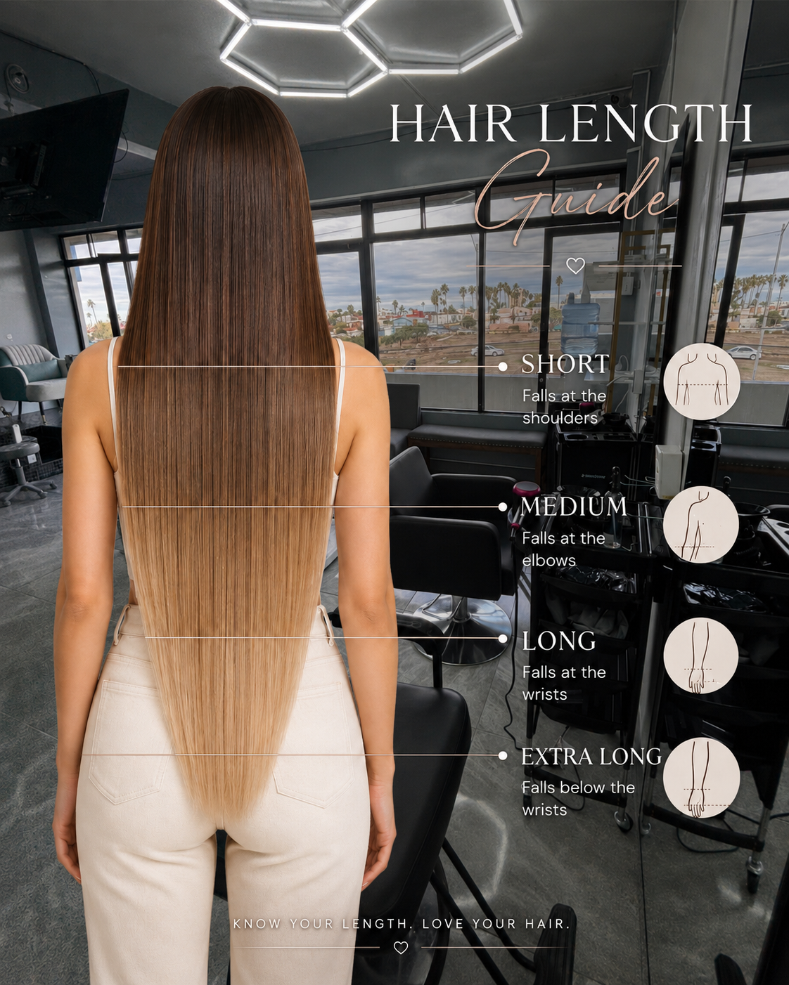 Hair Length Guide for Hair Coloring Cost at Playas de Tijuana Beauty Salon
